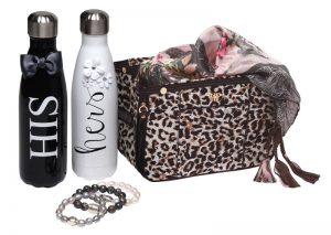 A Style Studio, Pikesville, His and Hers Swell Water Bottles $98 pair, Purse Organizer $64, Silk Scarf $96, Stretch Bracelets $55each