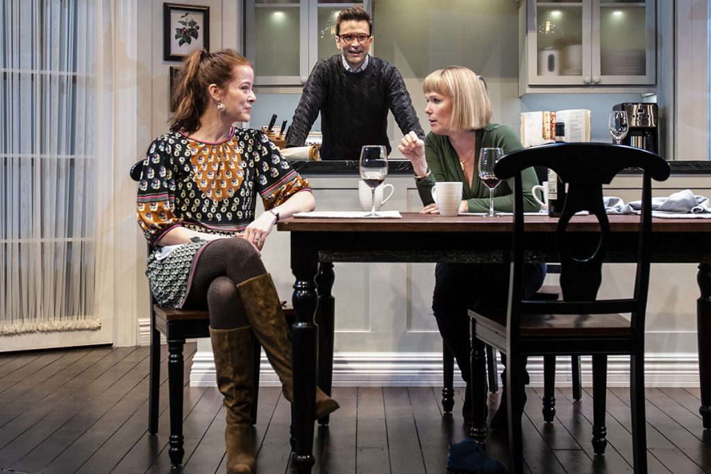 Megan Anderson, M. Scott McLean and Beth Hylton (left to right) star in "Dinner with Friends" at Everyman Theatre. (Photo by Teresa Castracane)